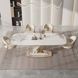 Show details for Ice Jade Sintered Stone Dining Table BS-JJ-181 Picture of Ice Jade Sintered Stone Dining Table BS-JJ-181
