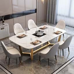 Show details for Fish Maw White Sintered Stone Dining Table BS-JJ-213 Picture of Fish Maw White Sintered Stone Dining Table BS-JJ-213