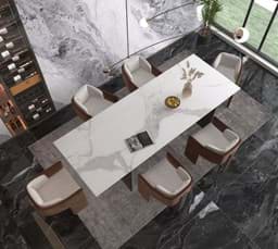 Show details for Arabescato Sintered Stone Dining Table  BS-JS-MS762615W005Y Picture of Arabescato Sintered Stone Dining Table  BS-JS-MS762615W005Y