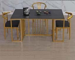 Picture of Fine Black Teatable with Gold Underframe and Five Chairs